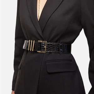 Anine Bing Andrea Belt Patent Black Leather
